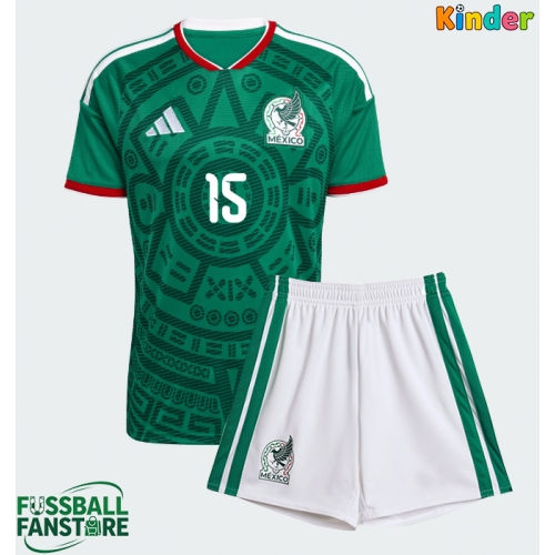 Mexiko Israel Reyes #15 Replik Heimtrikot Kinder WM 2026 Kurzarm (+ Kurze Hosen)
